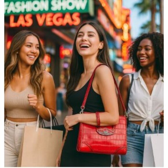 Marc Chantal Croc Embossed Leather Handbag With Heart Accent Hardware - Picture 2 of 10